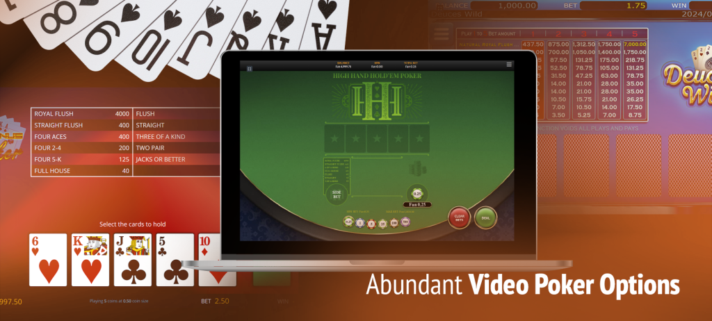 In addition to the original Draw Poker game, many exciting video poker variants have emerged over the years