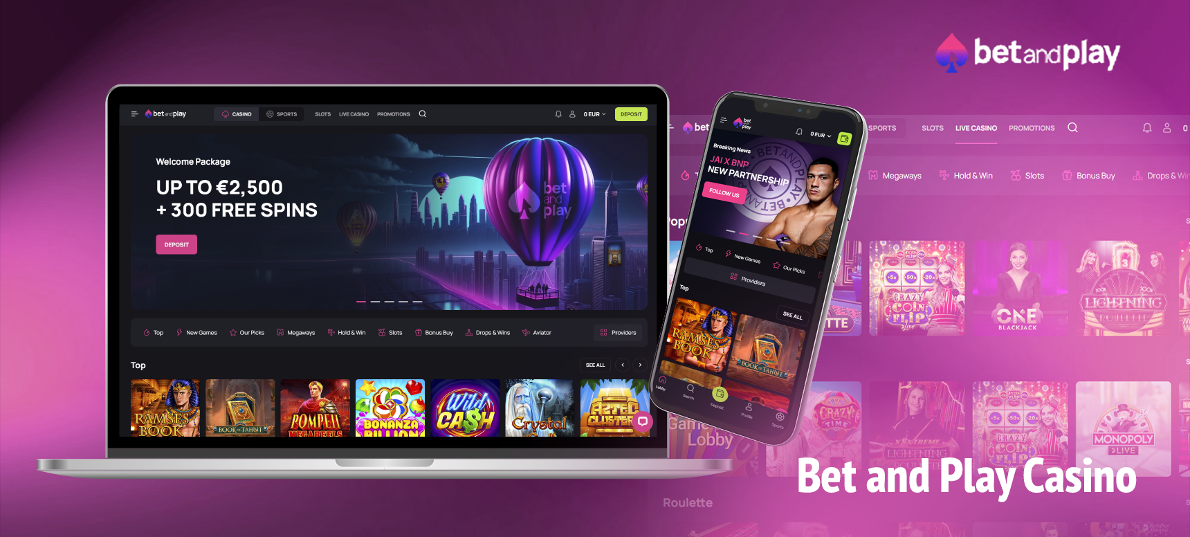 BetandPlay casino with a pleasant interface, offers 4,000 real money games