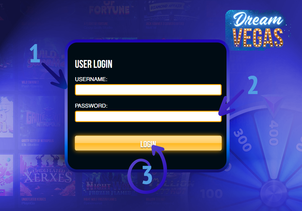 You must log in to your account before playing at Dream Vegas casino