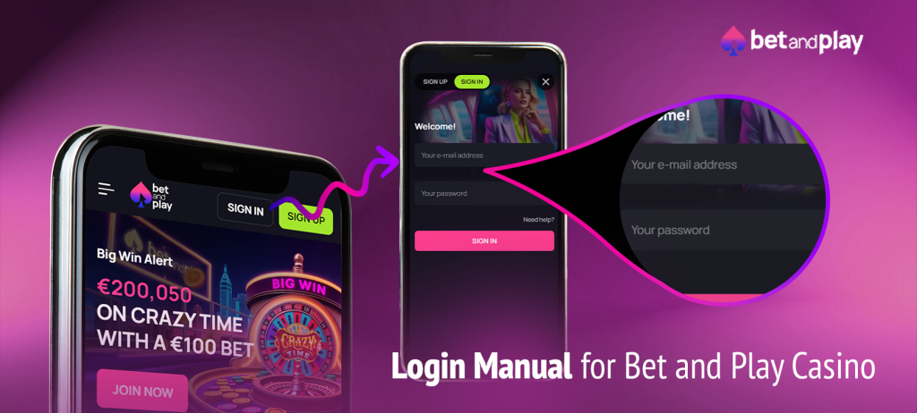 To log into Bet and Play Casino you will need to go to the official website and click on the login button