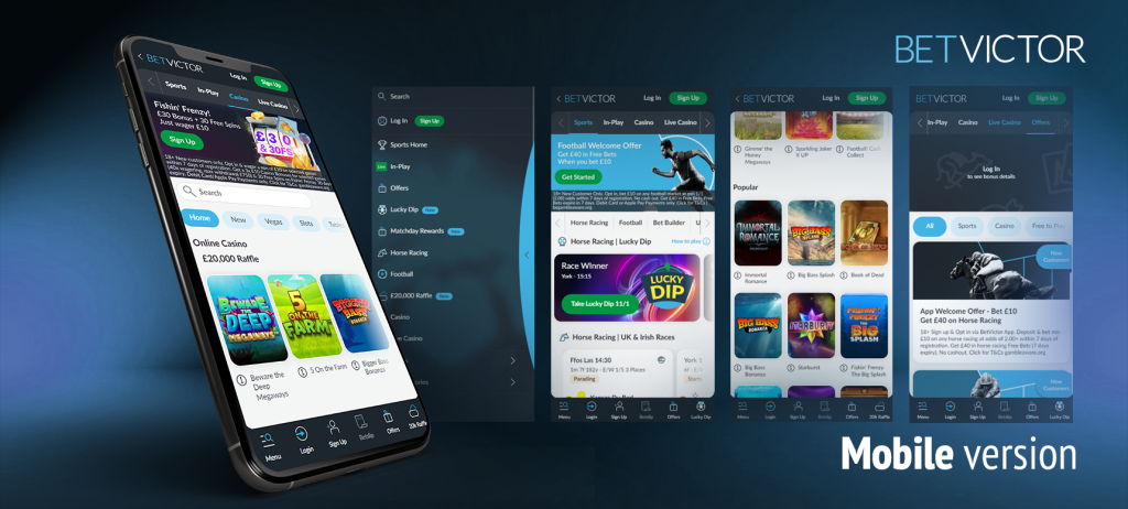 BetVictor betting site has a mobile adaptation which looks like a computer version