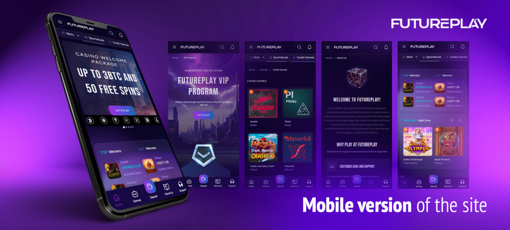 Futureplay crypto Casino allows you to play anywhere and anytime thanks to the official mobile version of the site