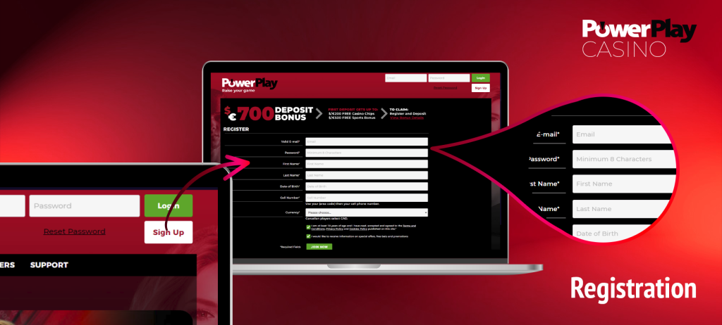 A user can create an account on the PowerPlay platform by logging into the website and clicking on the Register button